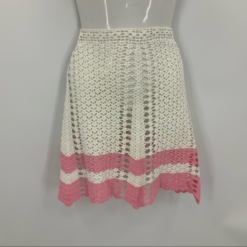 Vintage hand crocheted BoHo granny core apron OS